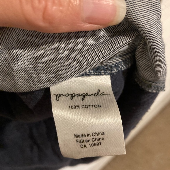 SOLD Propaganda Tunic Style 1/2 Sleeve Heather Blue and Grey Top Size Small - Picture 4 of 7